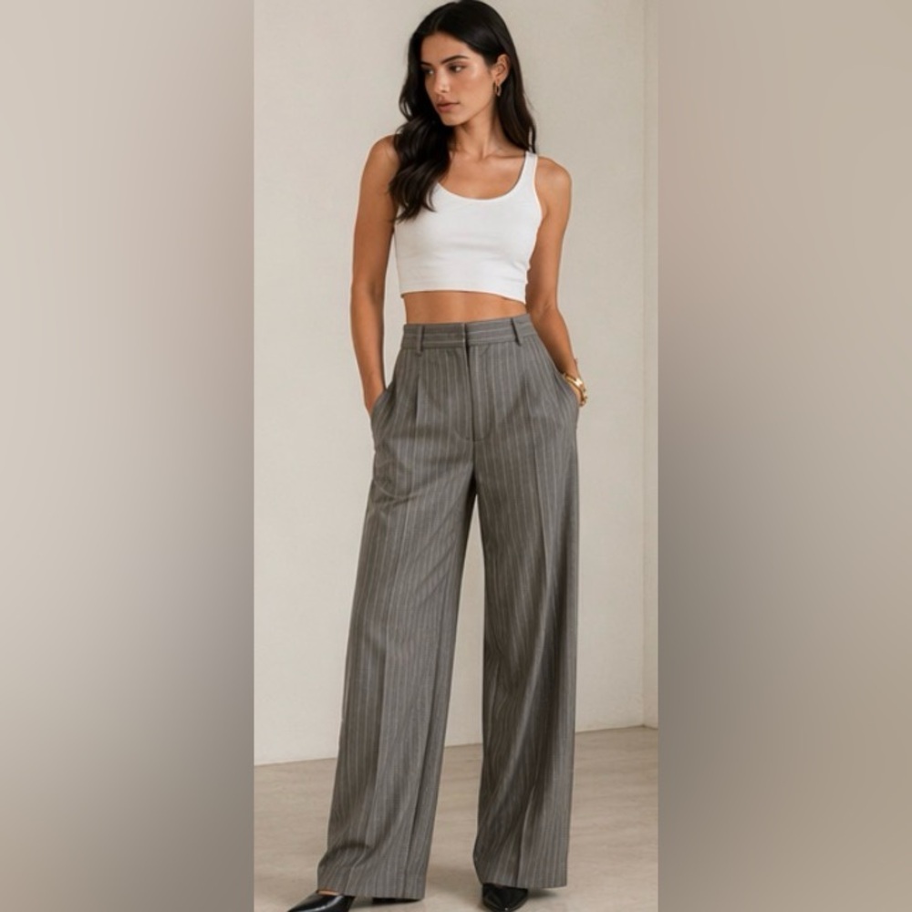 Rachel Zoe Women’s Beige Pinstripe Dress Pants